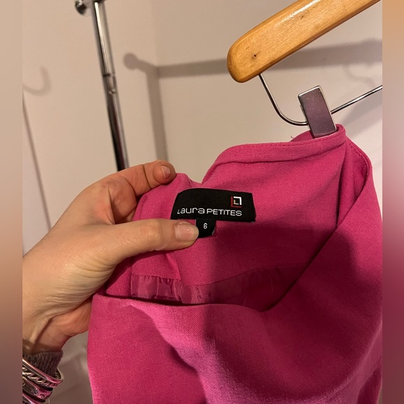 Fuscia Pink Linen Blend skirt suit - Picture 6 of 7